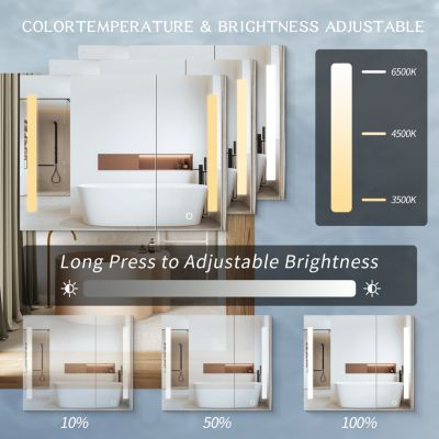 30x26" Black LED Medicine Cabinet with Storage, Defogger, Dimmable Lights