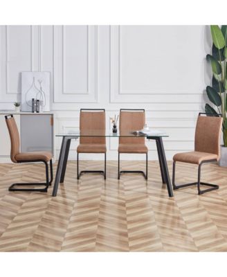 Modern Upholstered Dining Chairs with C-Shaped Metal Legs (Set of 4)
