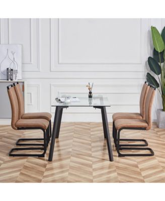 Modern Upholstered Dining Chairs with C-Shaped Metal Legs (Set of 4)