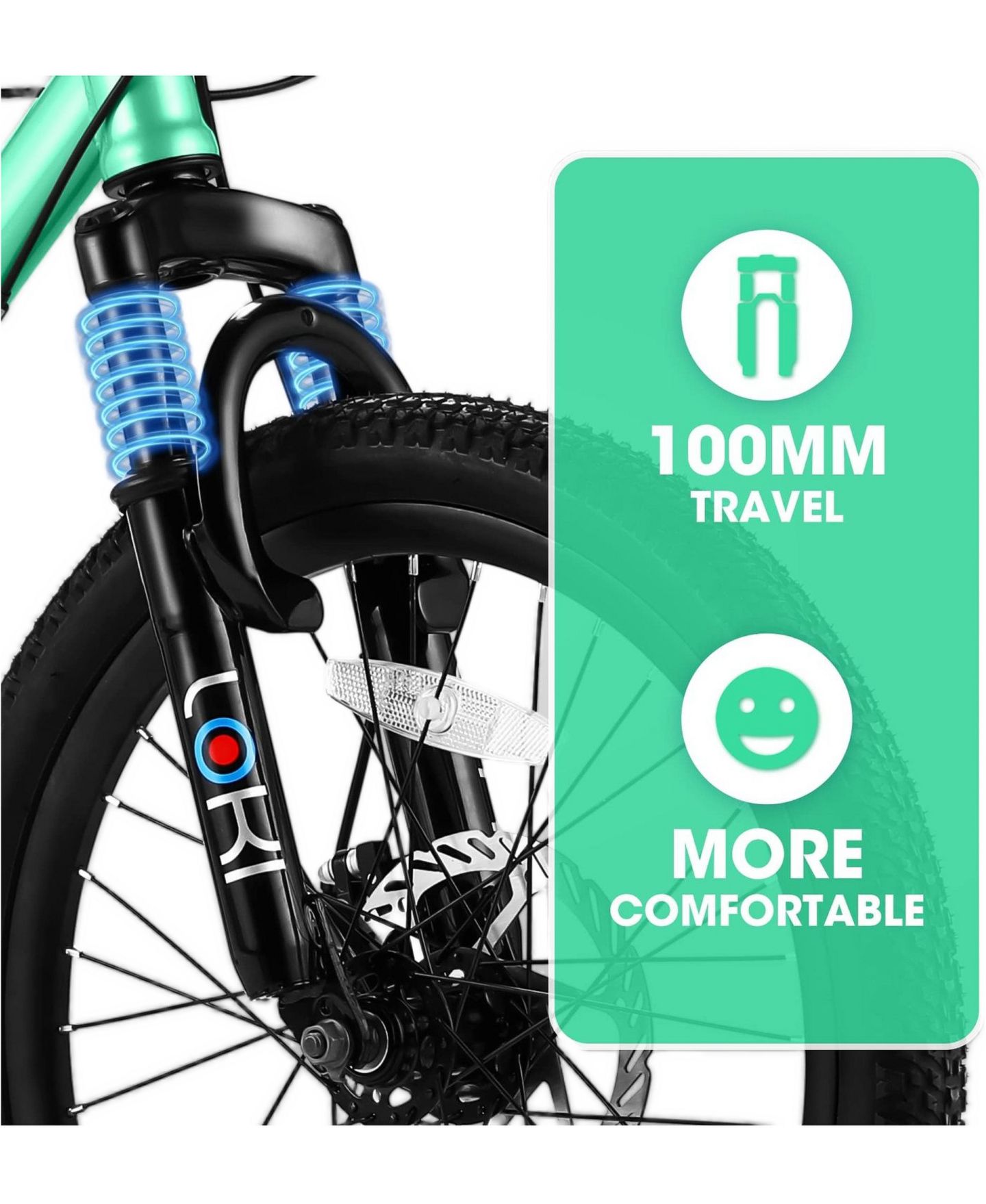 Детская игрушка Streamdale Furniture 20" 7-Speed Disc Brake Front Suspension Kids' Bike, 8–12 лет, цвет: Зелёный — фото 2