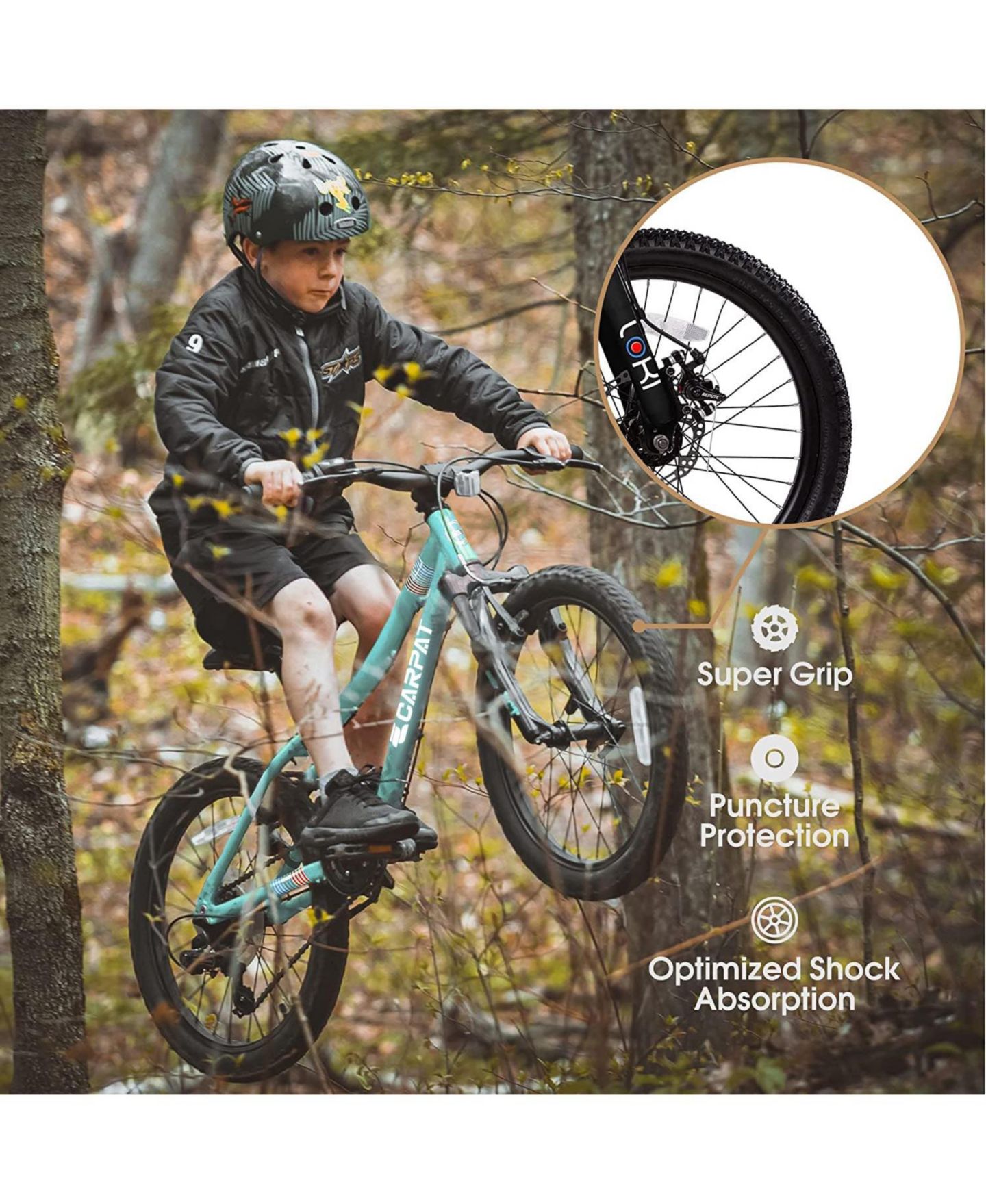 Детская игрушка Streamdale Furniture 20" 7-Speed Disc Brake Front Suspension Kids' Bike, 8–12 лет, цвет: Зелёный — фото 6