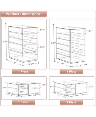 18 Drawers Acrylic Organizer for Makeup, Organization and Storage, Art Supplies, Jewelry, Stationary - 4 Pcs Clear Stackable Storage Drawers