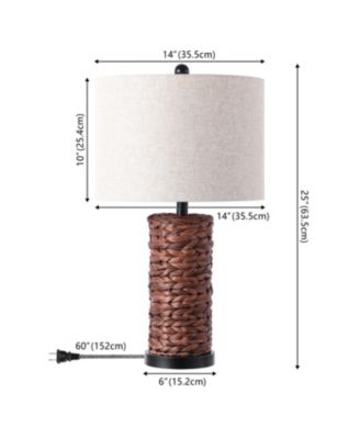 Elicia 25" Coastal Water Hyacinth LED Table Lamp, Dark Brown (Set of 2)