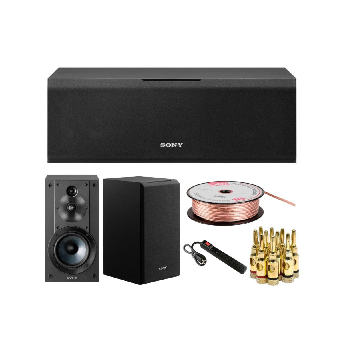 Sony SSCS8 Center Channel Speaker w/ Pair of Bookshelf Speakers & Speaker Wire