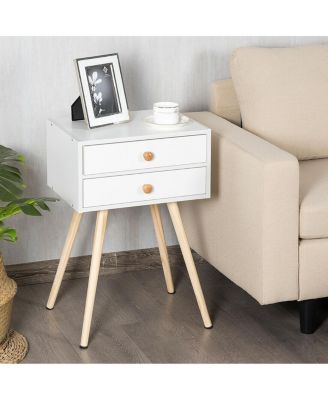 Midcentury Modern Bedside Table with 2 Drawers