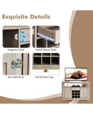  46" MDF Wine Rack, Open Shelf, Adjustable Shelves, Utility Drawer, Anti-Tip Buffet Sideboard Cabinet