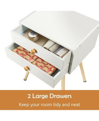 Midcentury Modern Bedside Table with 2 Drawers