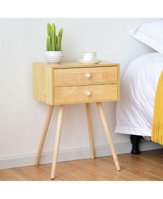 Midcentury Modern Bedside Table with 2 Drawers