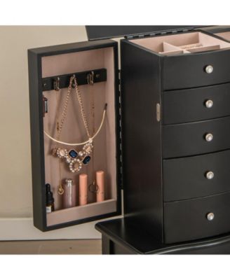Jewelry Armoire with Top Flip Mirror and 4 Drawers