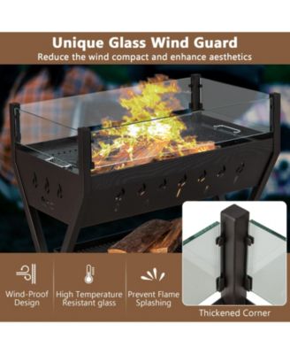 Barbecue Charcoal Grills with Wind Guard Seasoning Racks