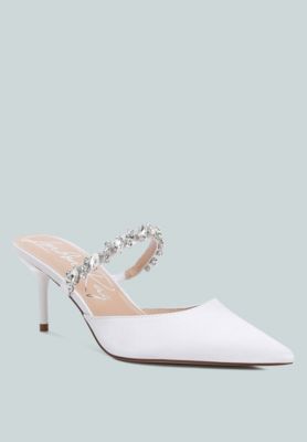 Womens Sena Diamante Stiletto Mules Sandals