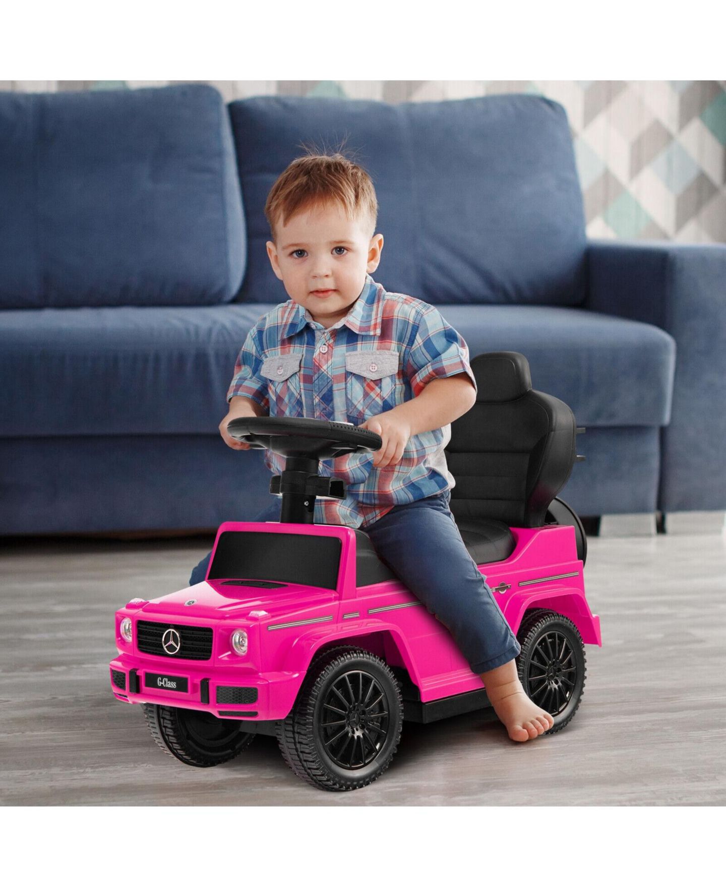 Детская игрушка SKONYON 3-in-1 Mercedes-Benz G350 Ride-On Push Car with Rotatable Canopy, Ages 12-36 Months, цвет: Розовый — фото 4
