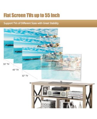 3-Tier TV Stand Entertainment Center for TV's up to 55'' w/ Open Shelves