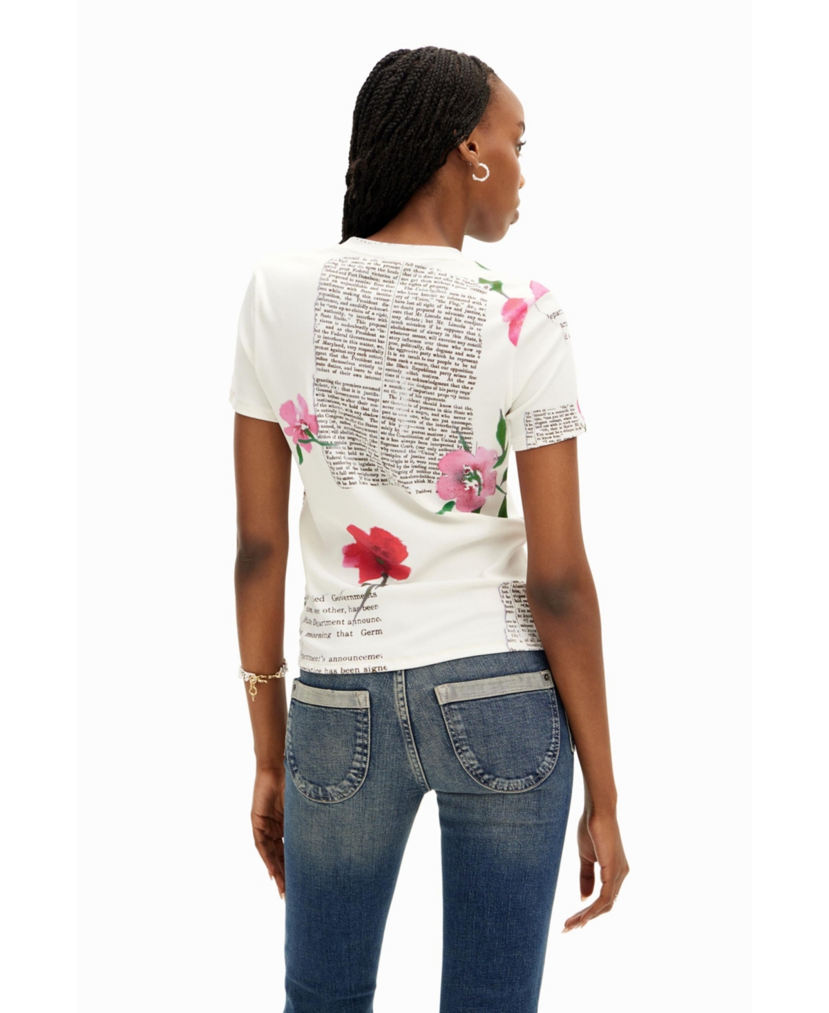 Desigual Women's Floral newspaper T-shirt