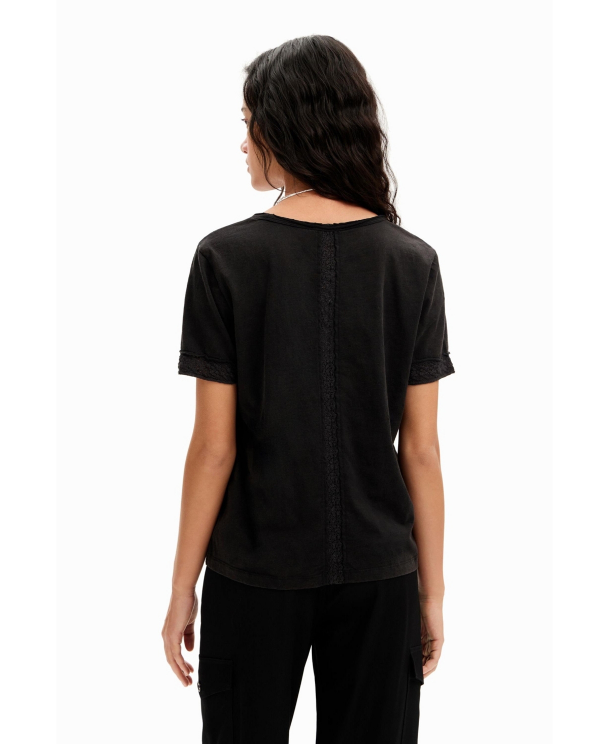 Desigual Women's Openwork V-neck T-shirt