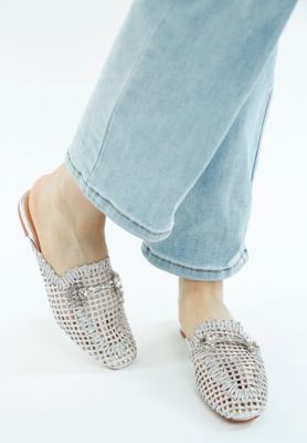 Roboma Metallic Woven Diamante Mules