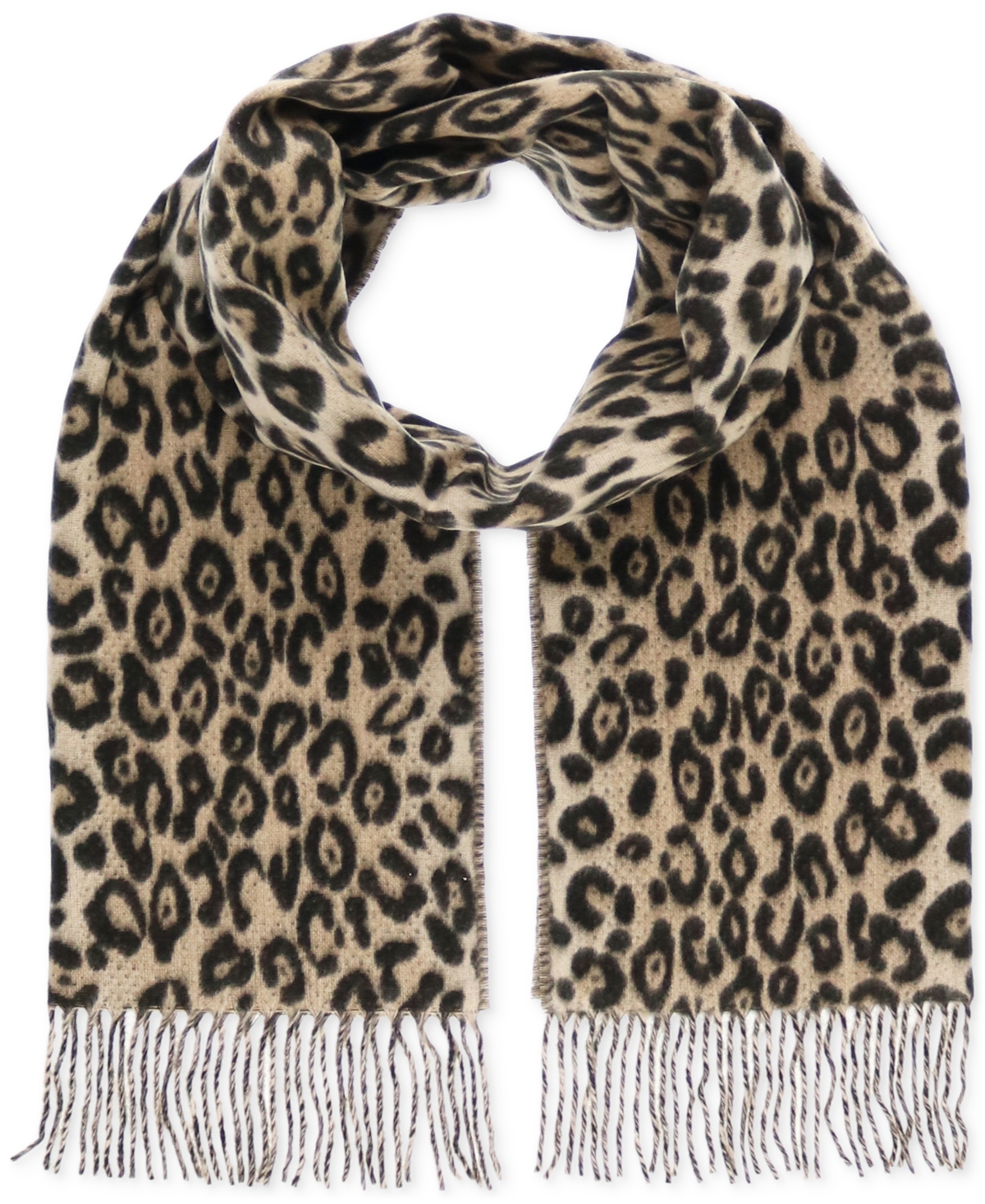 Women's Leopard-Print Fringe-Trim Scarf - Anise Flow