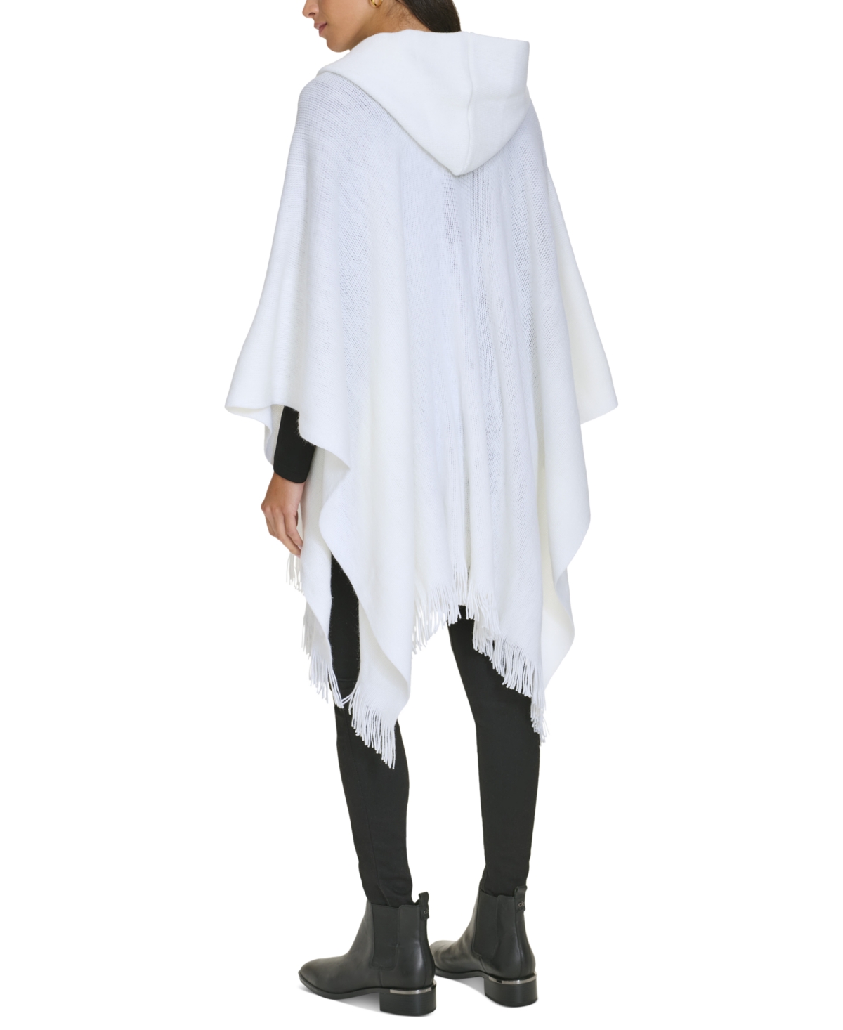 Calvin Klein Women's Hooded Fringe-trim Shawl In Cream