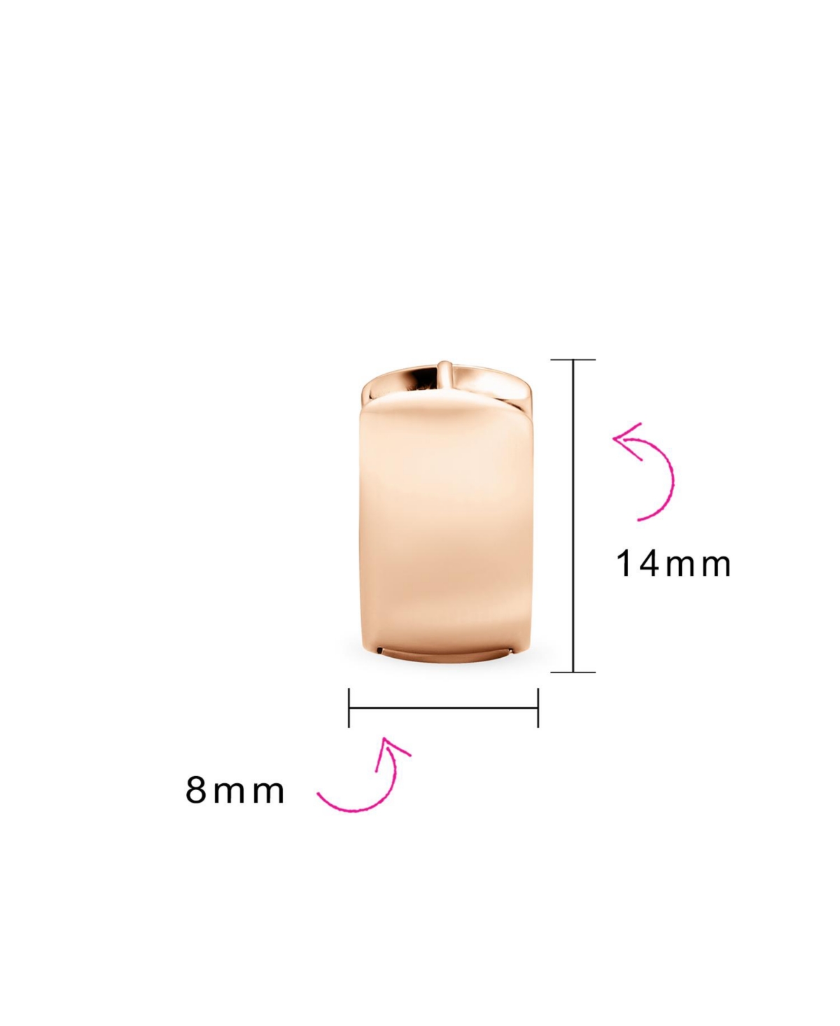 Bling Jewelry Simple Basic Wide Kpop Huggie Hoop Earrings For WomenGold Plated Sterling Silver Flat Hinge - Rose