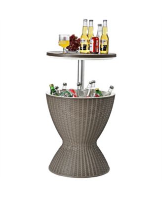 3 Pieces Outdoor Rattan Bar Table with Extendable Tabletop