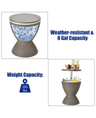 3 Pieces Outdoor Rattan Bar Table with Extendable Tabletop