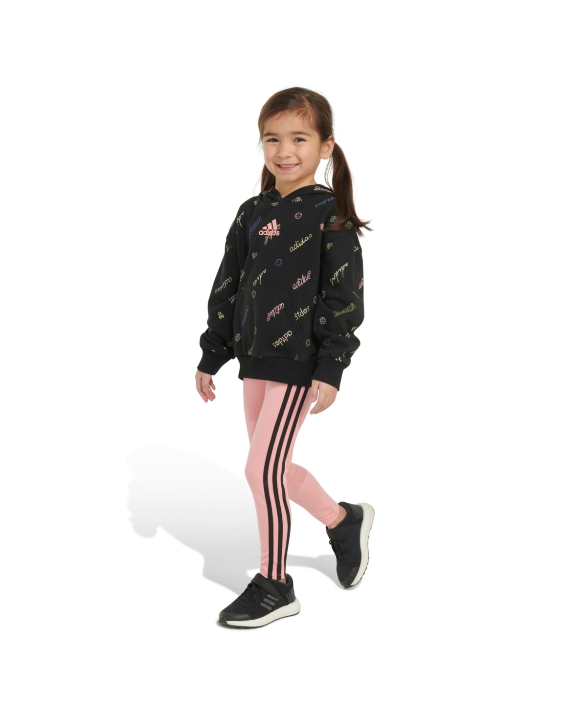 adidas Little & Toddler Girls Long Sleeve Printed French Terry Pullover Legging, 2-Piece Set