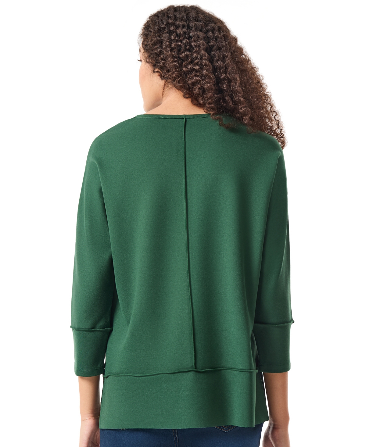 Jones New York Women's Serenity Knit 3/4 Dolman Sleeve Seam Detail Tunic Top