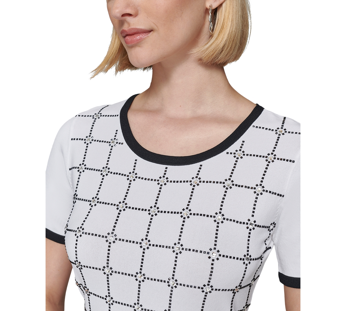 Karl Lagerfeld Paris Women's Colorblocked Embellished Dress -blk