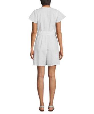 Women's Flutter Sleeve Linen Romper