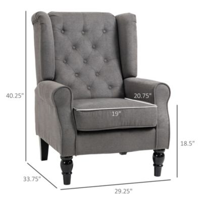Standard Size  Fabric Upholstery Button-Tufted, Wingback, Round Arms  Accent Armchair
