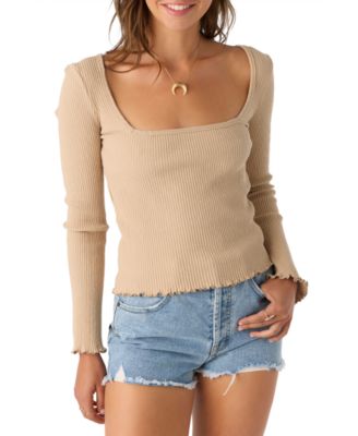 O'Neill - Juniors' Ribbed-Knit Long-Sleeve Top