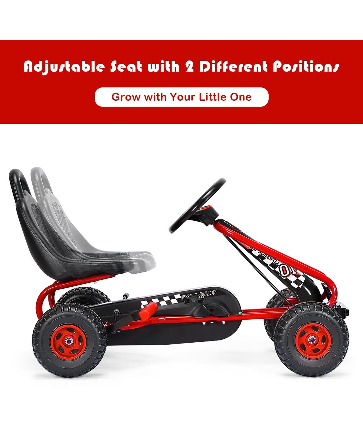 Skonyon 4 Wheel Pedal Powered Ride On Car with Adjustable Seat
