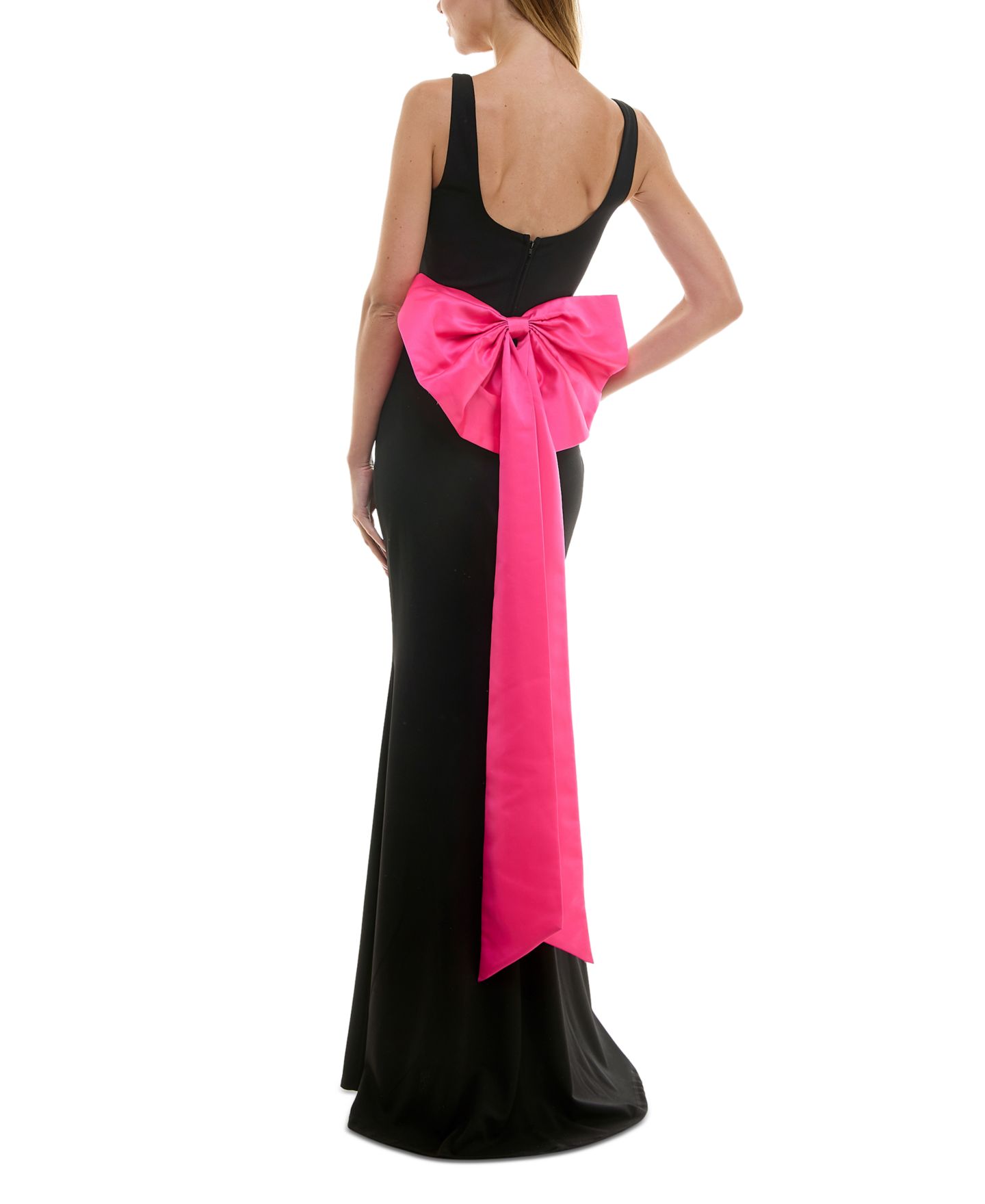 Женское платье City Studios Juniors' Square-Neck Sleeveless Bow-Drape Gown, цвет: Чёрный — фото 2