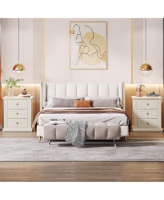 3-Drawer Nightstand, Wood Night Stand with Storage Drawers, Modern Bedside Table Side End Table for Bedroom