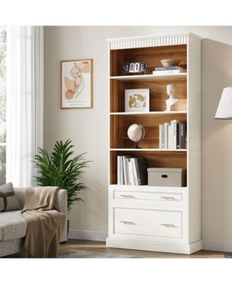 5-Shelf Bookcase with Drawers for Living Room and Home Office