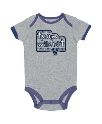 Baby Boys and Girls Navy/Gray/White Villanova Wildcats 3-Pack Bodysuit Set