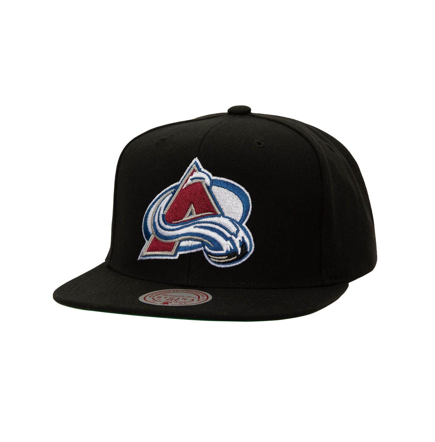 Мужские головные уборы Mitchell & Ness Black Colorado Avalanche Core Top Spot Snapback Hat — фото 1