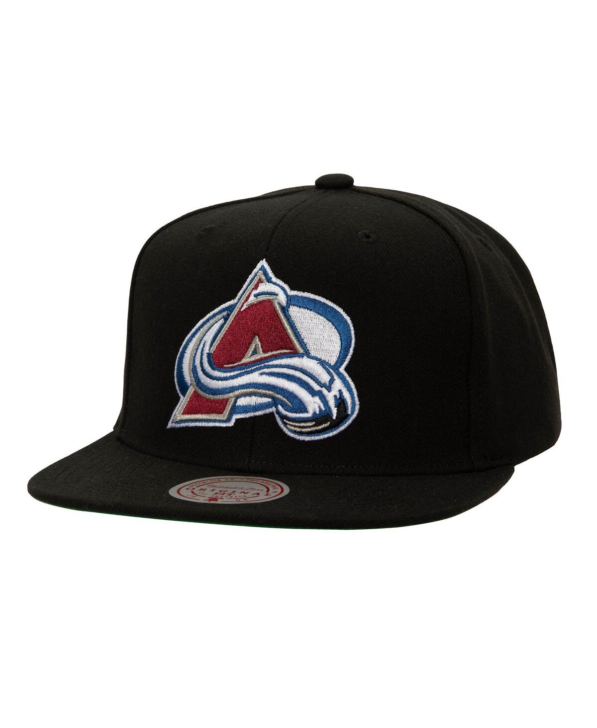 Mitchell & Ness Men's Black Colorado Avalanche Core Top Spot Snapback Hat In Black