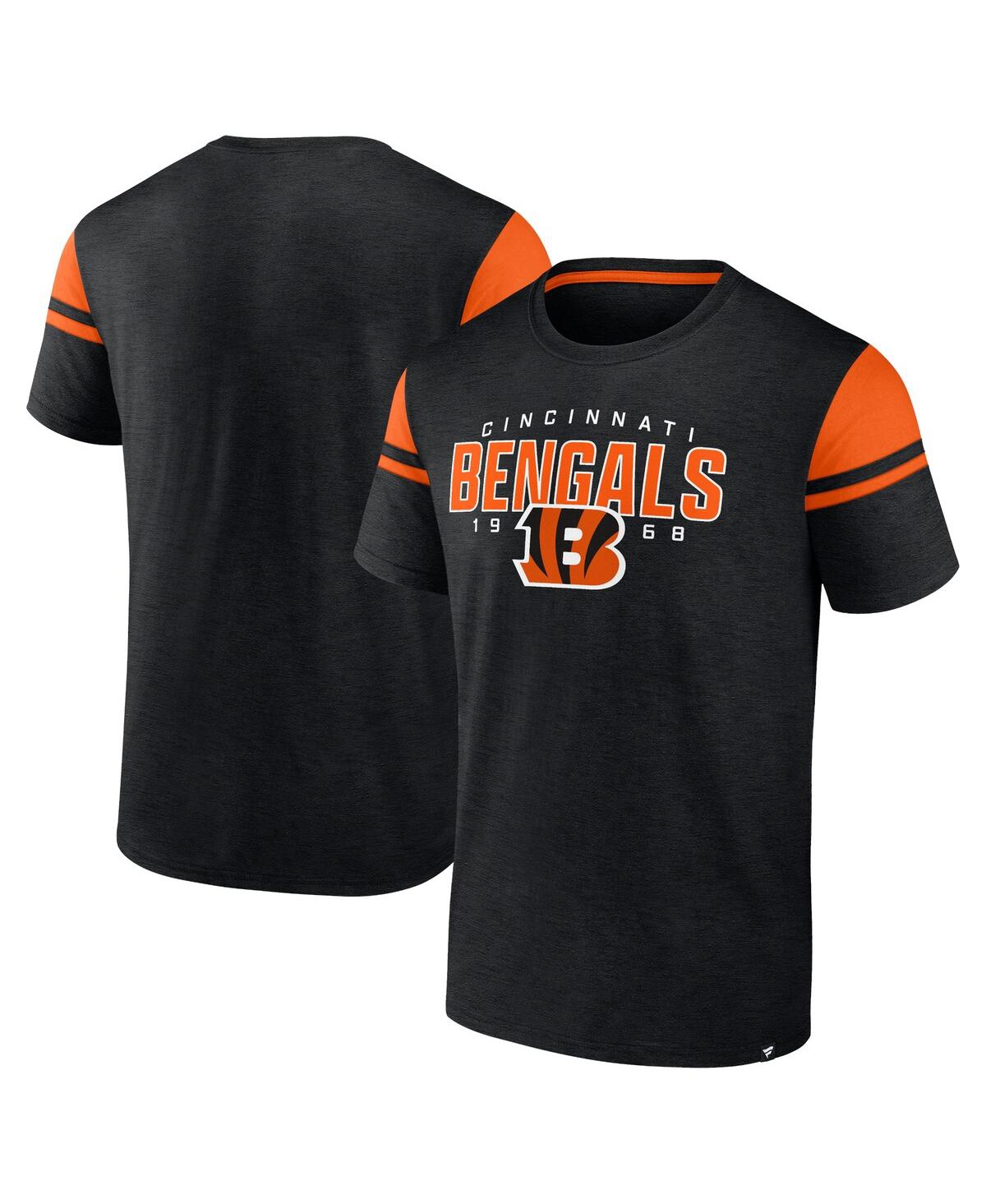 Fanatics Men's Black Cincinnati Bengals Old School Play Slub T-shirt In Black,orange