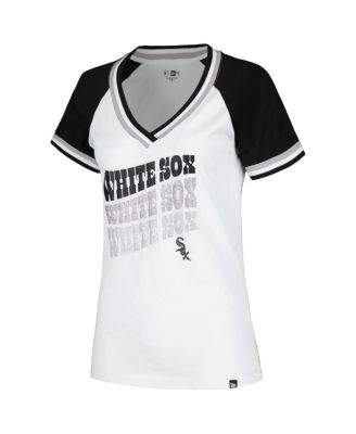 Women's White Chicago White Sox Jersey Double Binding Raglan V-Neck T-Shirt