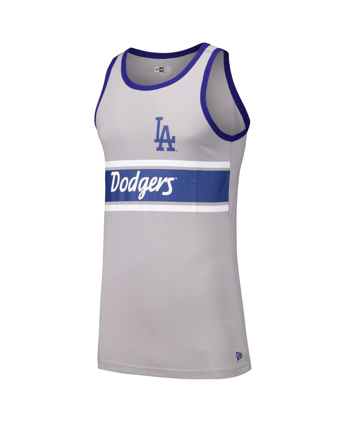 NEW ERA MEN'S GRAY LOS ANGELES DODGERS JERSEY RINGER TANK TOP 