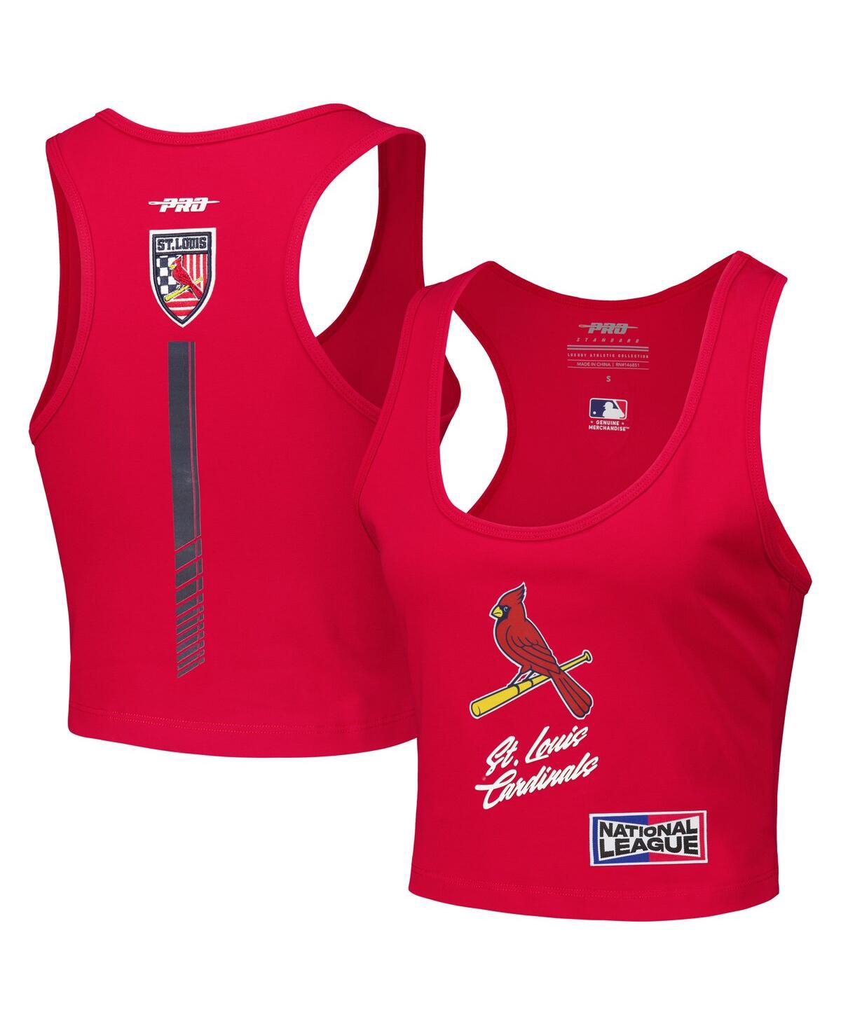 Women's Red St. Louis Cardinals Fast Lane Fitted Tri-Blend Cropped Tank Top - Red