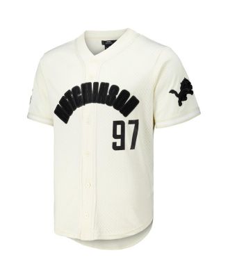 Men's Aidan Hutchinson Cream Detroit Lions Name Number Triple Tonal Button-Up Baseball Jersey