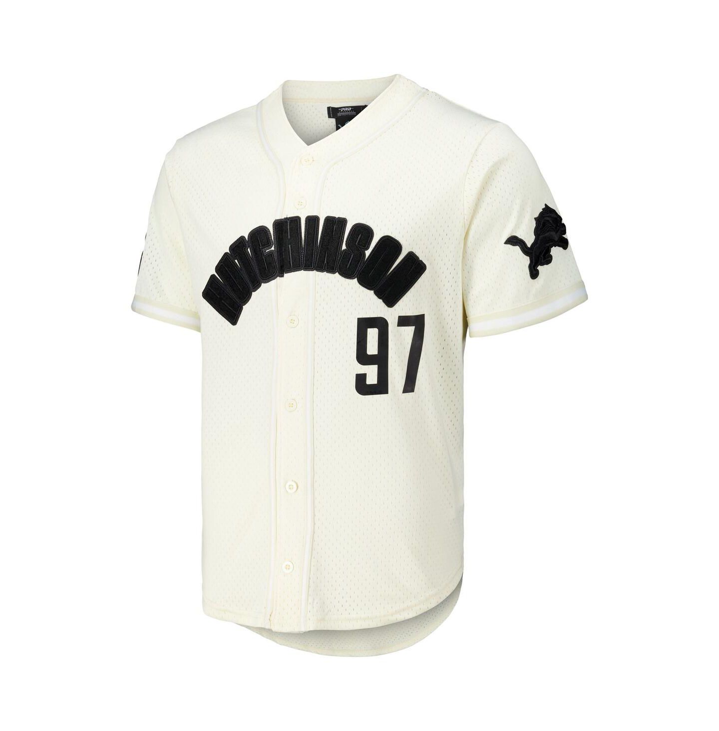 Мужской топ Pro Standard Aidan Hutchinson Cream Detroit Lions Name & Number Triple Tonal Button-Up Baseball Jersey — фото 3