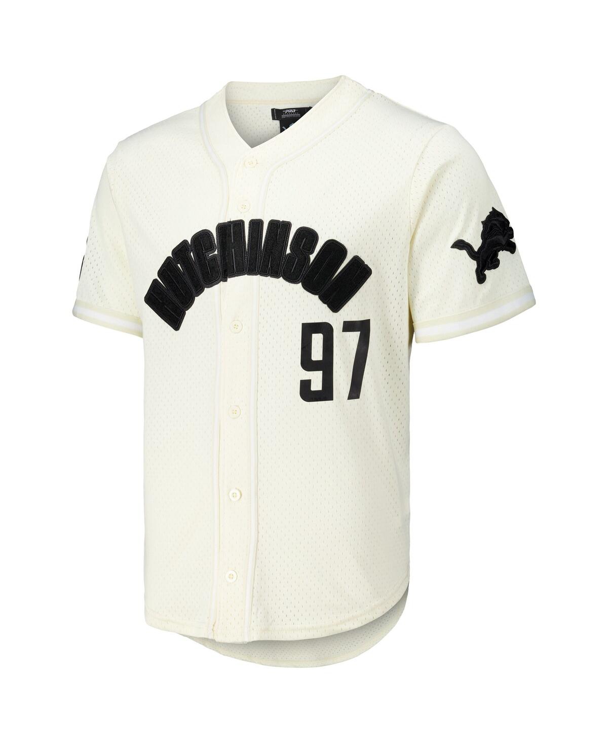 Pro Standard Men's Aidan Hutchinson Cream Detroit Lions Name Number Triple Tonal Button-up Baseball Jersey In Cream