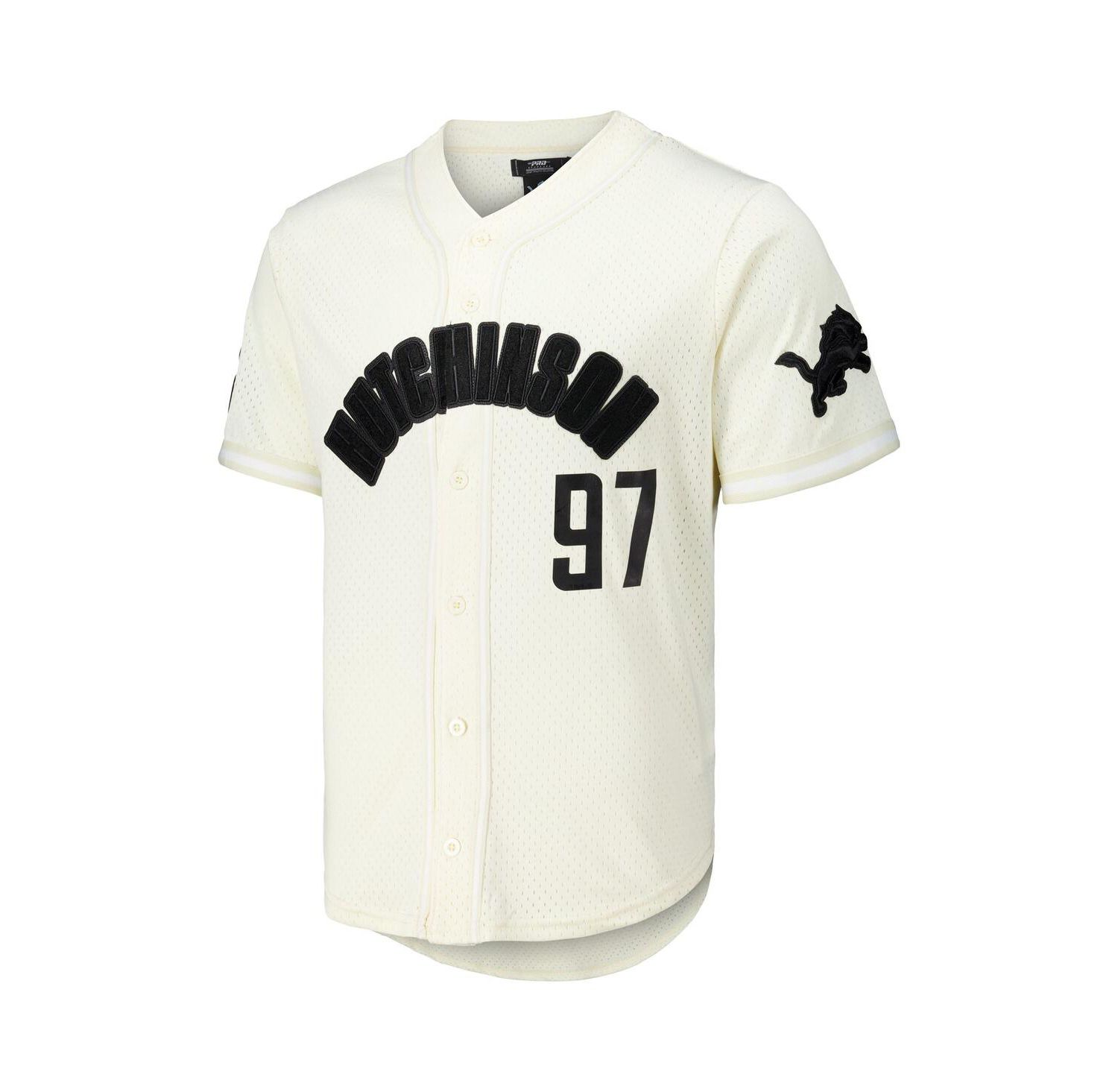 Men's Aidan Hutchinson Cream Detroit Lions Name & Number Triple Tonal Button-Up Baseball Jersey