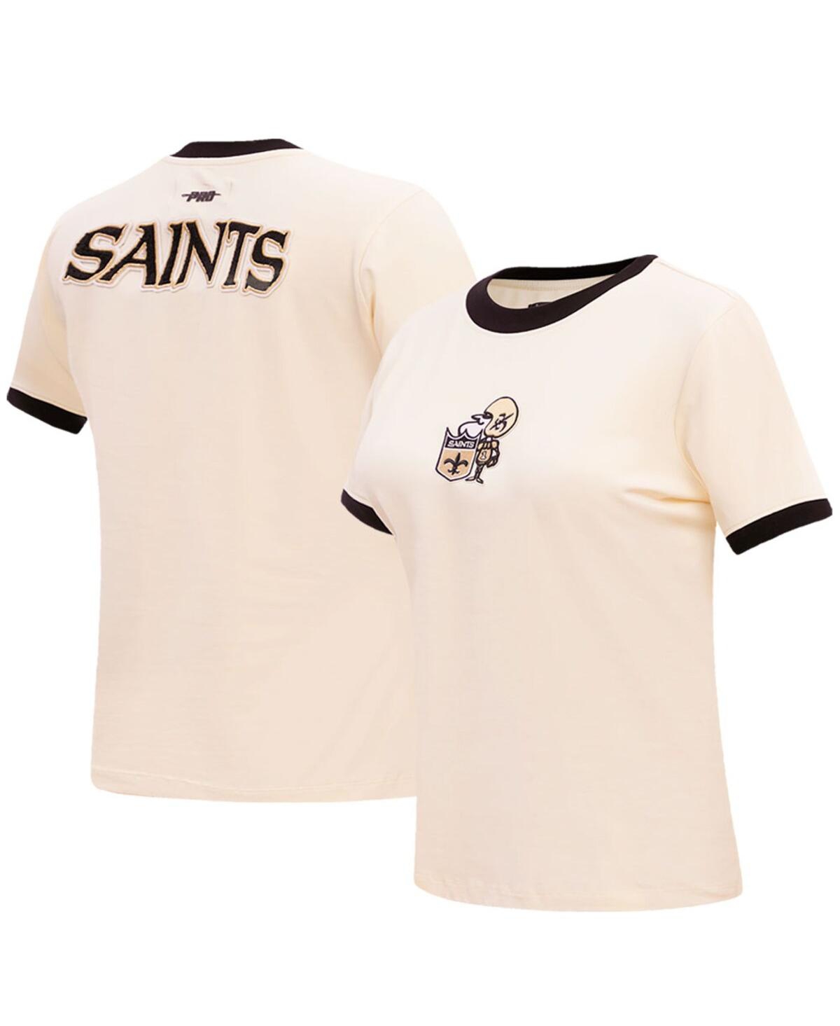 Women's Cream New Orleans Saints Retro Classic Ringer T-Shirt - Cream