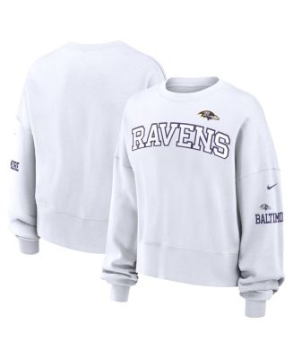 Nike Women's White Baltimore Ravens Oversized Long Sleeve Cropped ...