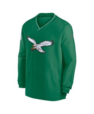 Men's Kelly-Green Philadelphia Eagles Throwback Logo Long-Sleeve V-Neck Windshirt