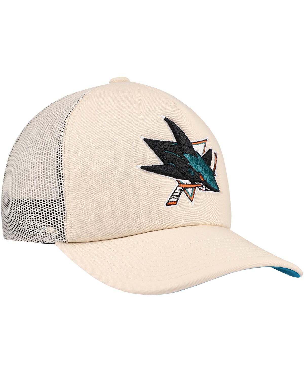 Mitchell & Ness Men's Cream San Jose Sharks Foam Front Trucker Adjustable Hat In Cream